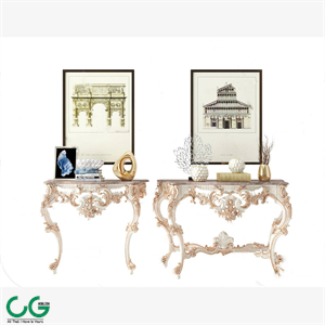 European style carved end view platform combination 3d model